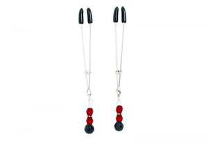 Red Beaded Nipple Clamps With Tweezer Tip Red