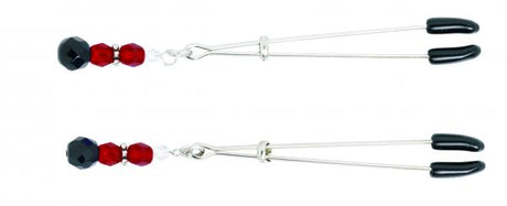Red Beaded Nipple Clamps With Tweezer Tip Red
