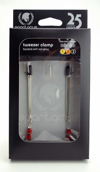 Red Beaded Nipple Clamps With Tweezer Tip Red