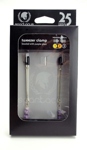 Purple Beaded Nipple Clamps With Tweezer Tip Purple