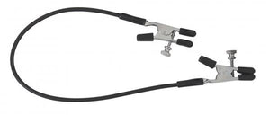 Blackline Adjustable Alligator Nipple Clamps With Rubber Tether Black
