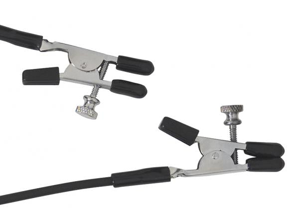 Blackline Adjustable Alligator Nipple Clamps With Rubber Tether Black