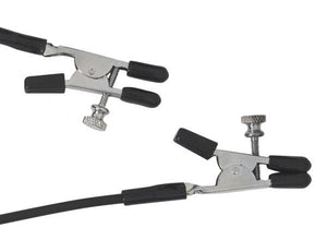 Blackline Adjustable Alligator Nipple Clamps With Rubber Tether Black