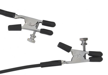 Blackline Adjustable Alligator Nipple Clamps With Rubber Tether Black