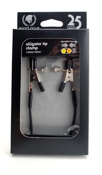 Blackline Adjustable Alligator Nipple Clamps With Rubber Tether Black