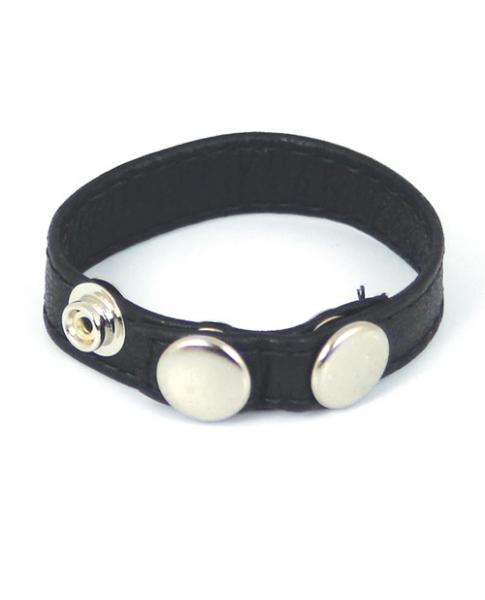 Plain Joe Sewn Leather Cock Ring With Snaps Black