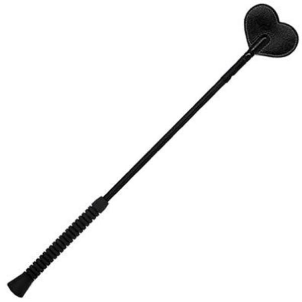 20in Flexi Crop Black Heart Shape Leather Tip