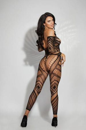 Body Language Plunging Geometric Pattern Black O/S