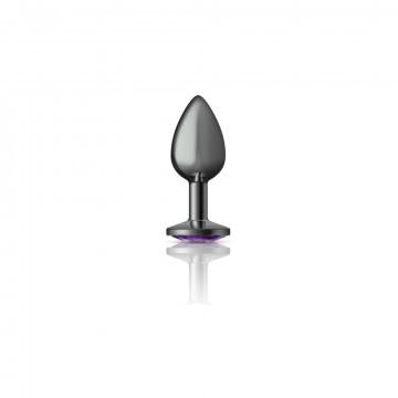 Cheeky Charms Round Purple Small Gunmetal Butt Plug