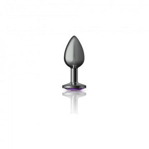 Cheeky Charms Round Purple Small Gunmetal Butt Plug