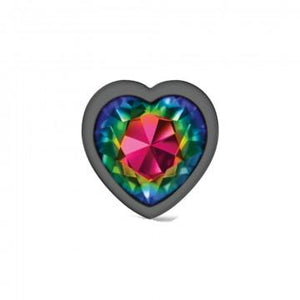 Cheeky Charms Heart Rainbow Large Gunmetal Butt Plug