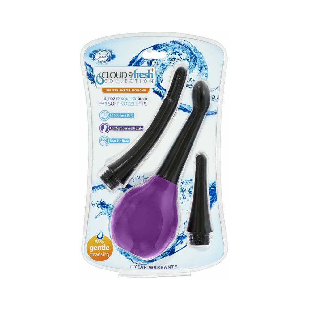 Cloud 9 Fresh + Deluxe Anal Soft Tip Enema Douche 3 Soft Nozzle Tips