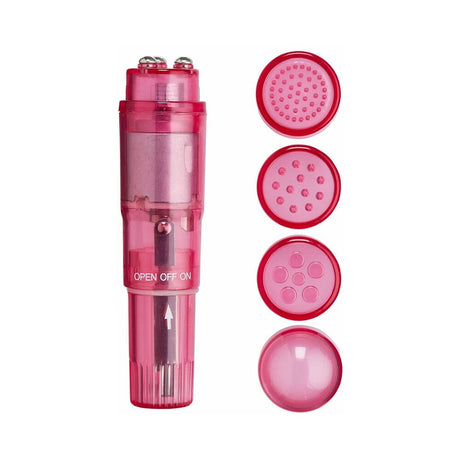 Cloud 9 Novelties Mini Massager Pocket Rocket Pink & 4 Attachments