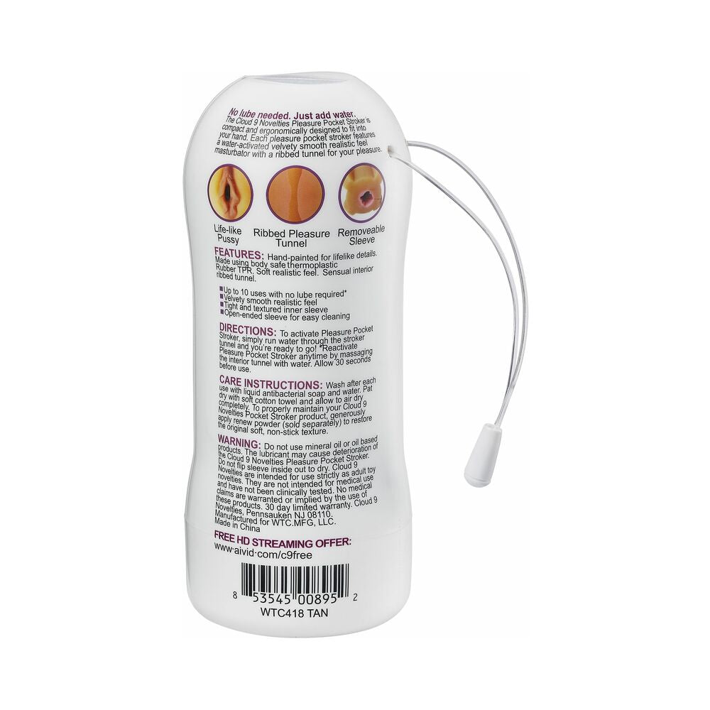 Cloud 9 Pleasure Pussy Pocket Stroker Water Activated Beige