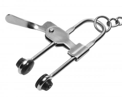 Intensity Nipple Press Clamps With Chain Metal Silver